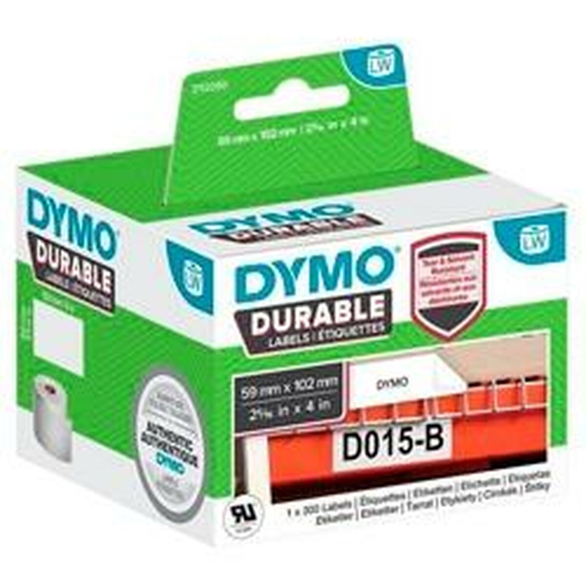 Printerlabels Dymo Durable Wit 102 x 59 mm Zwart (6 Stuks)
